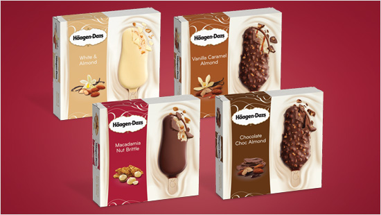 … disponible en 4 variedades: Macadamia Nut Brittle, Vanilla Caramel Almond, Chocolate Choc Almond, White & Almond.