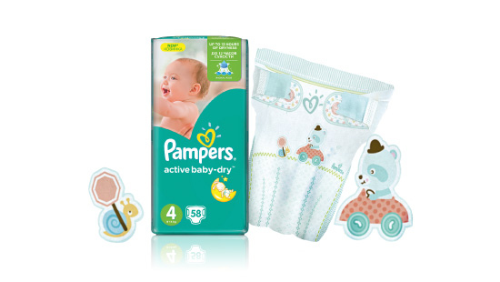 Pieluszki Pampers Active Baby-Dry spełniają potrzeby rodziców, którzy chcą być pewni, że ich dziecko ma doskonałą ochronę, zapewniającą mu do 12 godzin suchości.