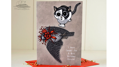 Y a-t-il des amateurs de chats parmi tes amis ? Alors ils sauront certainement apprécier cette carte d’anniversaire ! Source : https://www.etsy.com/fr/listing/266073004 