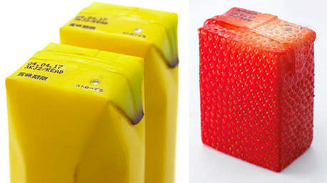 Grâce à ces emballages Naoto Fukasawa, on a l’impression de boire directement dans le fruit. Il fallait y penser !