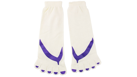 Zou jij liever rondlopen op teenslippers, maar moet je op je werk toch écht schoenen aan? Dan zijn deze sokken een oplossing! Bron: www.absolutesocks.com/featured/new-arrivals/flip-flop-sticky-toe-socks-purple/