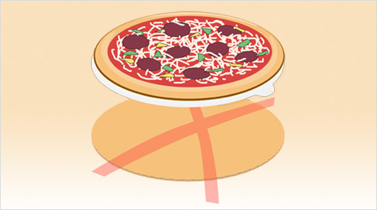 Voordat je de pizza in de voorverwarmde oven doet, denk eraan om de kartonnen bodem te verwijderen!