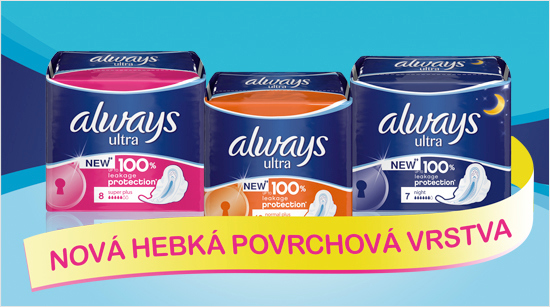 Nové Always Ultra poskytují až 100% ochranu před protečením a jsou vylepšené o novou hebkou povrchovou vrstvu, takže … 