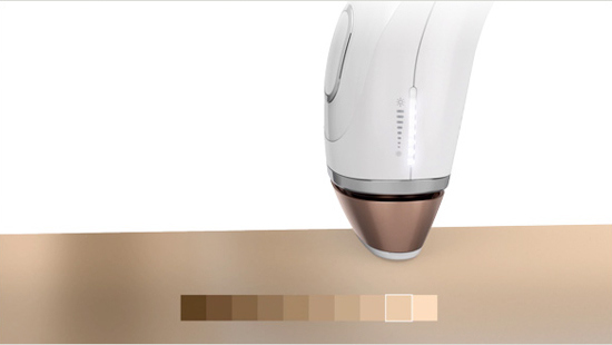 Silk-expert je jediná IPL technologie na trhu s inteligentními senzory, které měří tóny pokožky a upravuje intenzitu světla před každým zábleskem.