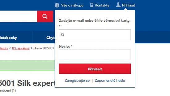 Pokud máte na stránce electroworld.cz účet, nejdřive se přihlaste v pravo nahoře. Pokud ho dosud nemáte, zaregistrujte se a přihlaste se.