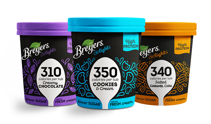 Kup Breyers Delights - vybrat si můžeš z příchutí Cookies & Cream, Cream Chocolate, Salted Caramel Cake.