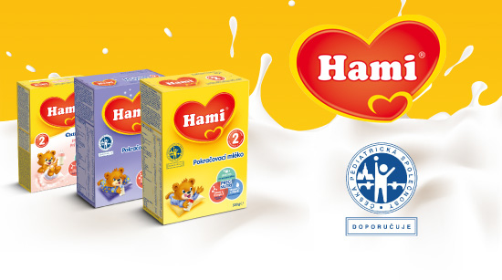Kojenecká mléka Hami jsou doporučována Českou pediatrickou společností. 