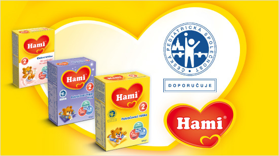 Kojenecká mléka Hami jsou doporučována Českou pediatrickou společností.