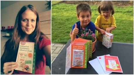 Rozdávání vzorečků kamarádům.