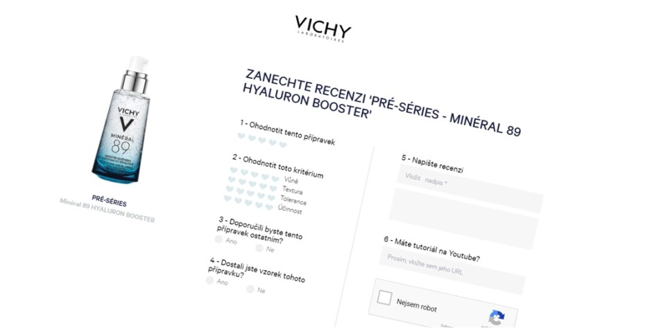 Recenze Vichy Minéral 89 Hyaluron Booster na stránkách Vichy