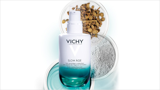 Vichy Slow Âge obsahuje 3 důležité ingredience: Antioxidant Baicalin, Bifidus a Mineralizující vodu Vichy!
