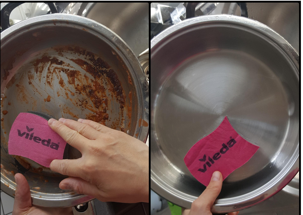 ...funkčnost houbičky na zaschlou špínu...