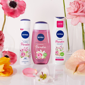NIVEA Floral Paradise Pflegedusche, Deo und Shampoo