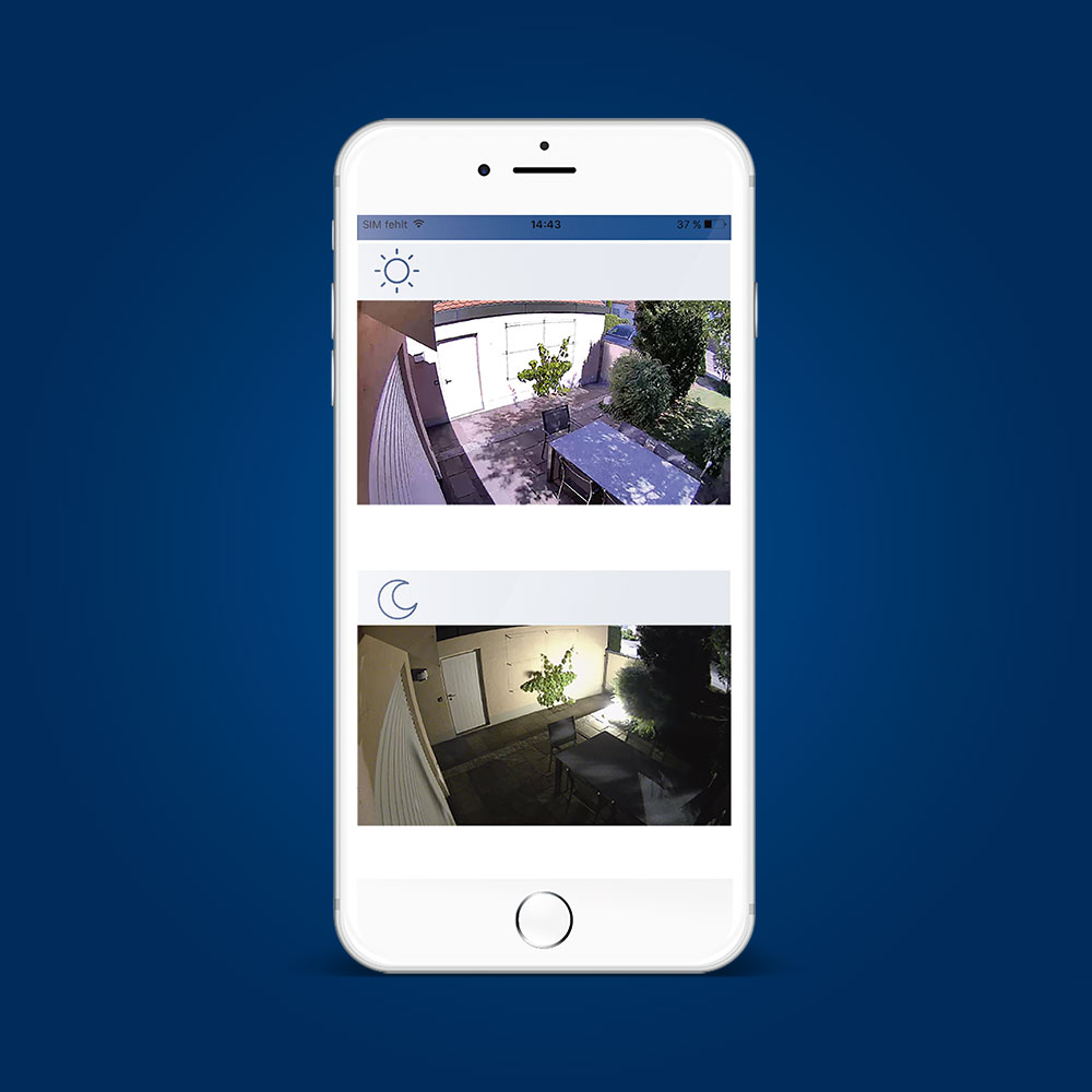 Steuere die ABUS Akku Cam per App, nutze Funktionen wie das Gegensprechen per App oder die Live-Ansicht und erhalte Benachrichtigungen über Akitvitäten der Kamera.