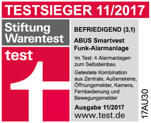 Die ABUS Smartvest Funk-Alarmanlage ist Testsieger (3,1) bei Stiftung Warentest.