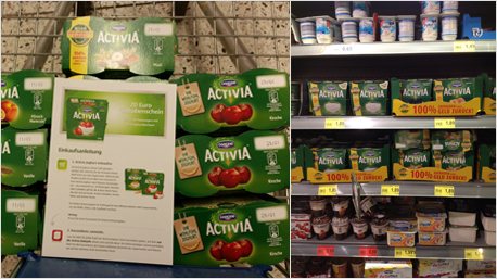 Mithilfe der Guthabenscheine haben wir Activia Joghurt selbst eingekauft, ...