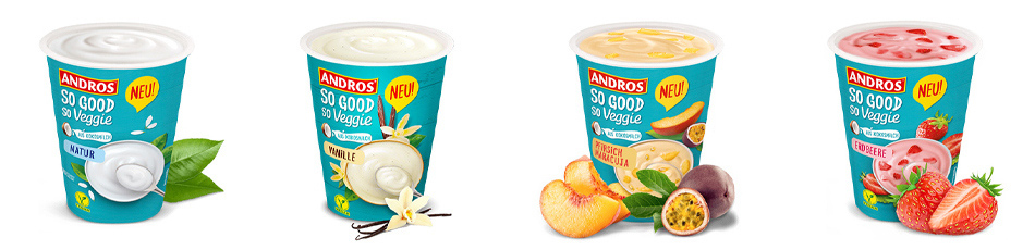 Andros SO GOOD So Veggie Joghurt-Alternative in vier Sorten