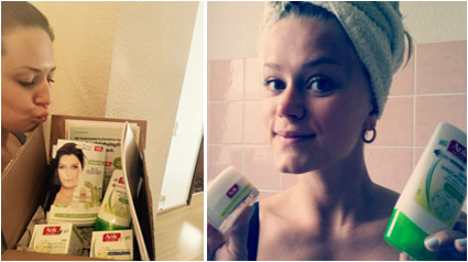 Wir probieren die Aok Gesichtspflege aus und machen Fotos.