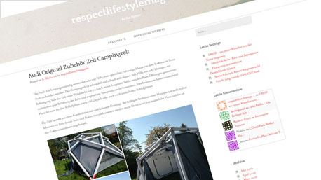 Testreportagen zum Audi Campingzelt auf dem eigenen Blog.