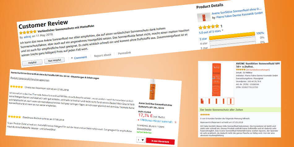 ... und unterstützen andere mit einer Bewertung des Sonnenschutzes fürs Gesicht in Online-Apotheken und anderen Bewertungsportalen.