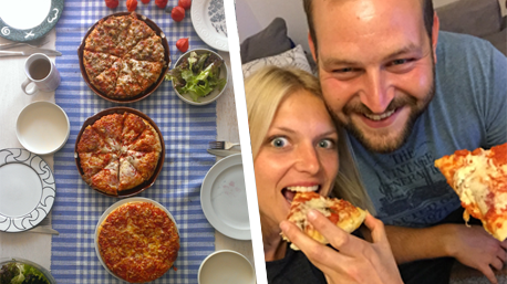 ... die BIG Pizza gemeinsam mit Freunden und Familie ausprobiert, ...