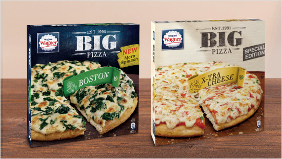 Vegetarischen Genuss gibt es mit der BIG Pizza Boston und der BIG Pizza Special Edition X-tra Cheese.