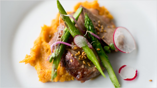 Ente mit Süßkartoffel-Püree.