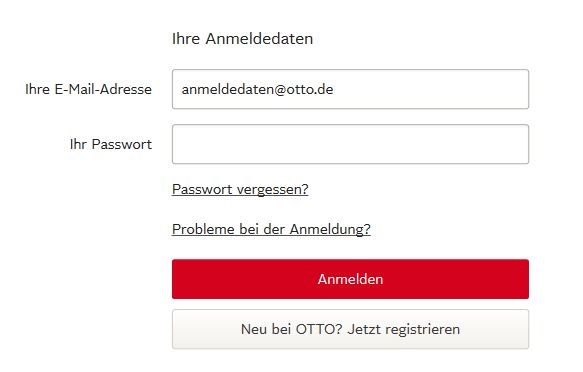 Bei Otto anmelden
