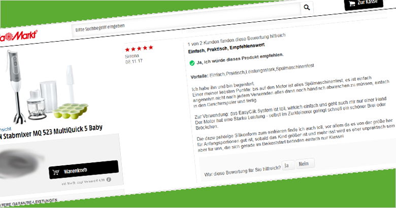 Im Webshop von Media-Markt teilt trnd-Partnerin Siirona Ihre Erfahrungen und vergibt 5 Sterne.