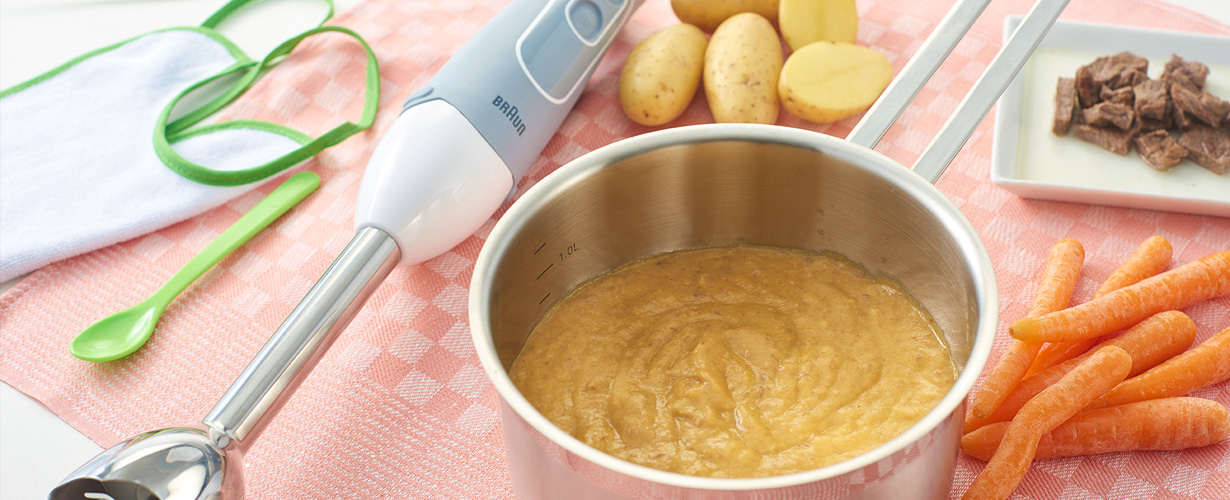 Mit ihm lässt sich sowohl sehr feiner Brei als auch dickflüssigeres Püree mit kleinen Stückchen herstellen, aufbewahren und einfrieren.