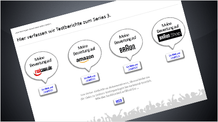 Unsere Plattformen für Testreportagen zum Braun Series 3.