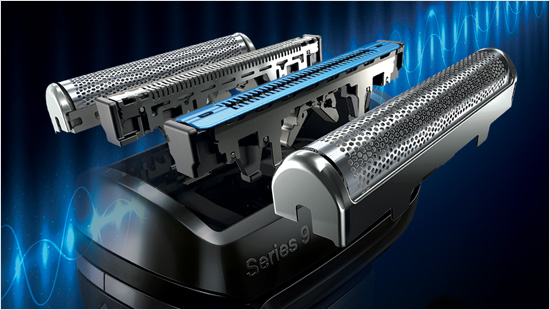 Die vier Scherelemente des Braun Series 9 sind für unterschiedliche Funktionen spezialisiert und erfassen problemlos jeden Haartyp.