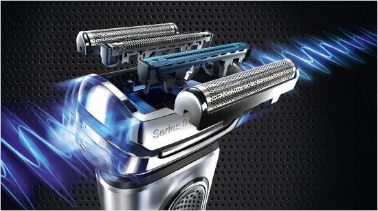 Die vier Scherelemente des Braun Series 9 sind für unterschiedliche Funktionen spezialisiert und erfassen problemlos jeden Haartyp.