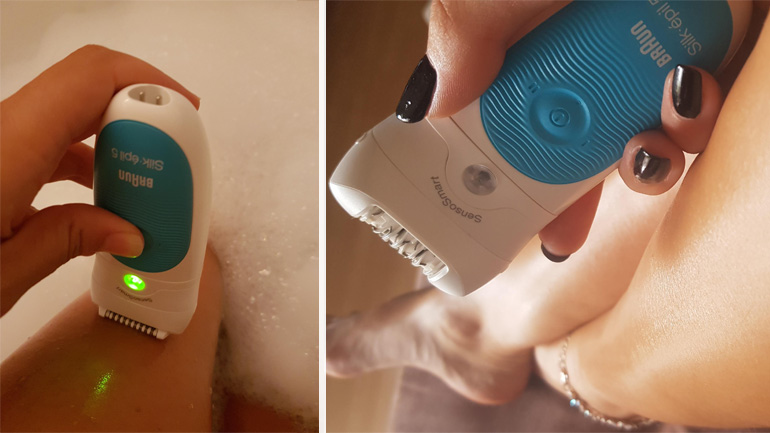 Als Wet & Dry Gerät haben wir den Braun Silk-épil 5 SensoSmart™ sowohl trocken als auch nass ausprobiert und konnten uns ein erstes Bild von seinen Funktionen machen. 