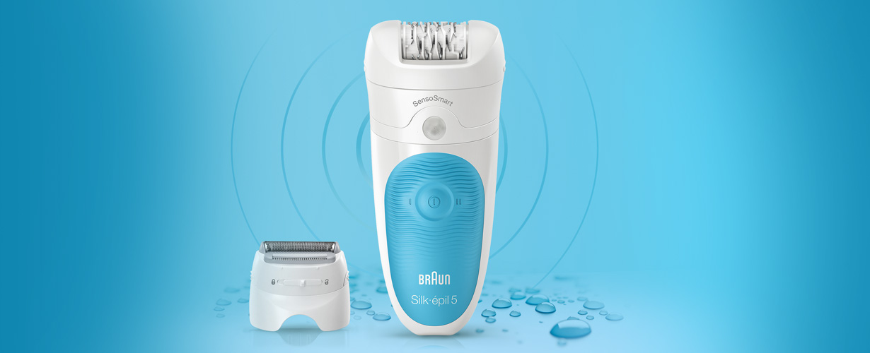 Ganz einfach zu glatter Haut: Mit dem Braun Silk-épil 5 SensoSmart™ gelingt das Epilieren auch Einsteigerinnen leicht. Denn ...