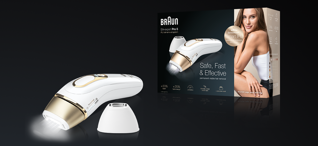 Das Braun Silk-expert Pro 5 IPL entfernt Haare besonders schnell und effizient mit sicherer, klinisch getesteter IPL-Technologie für zu Hause.