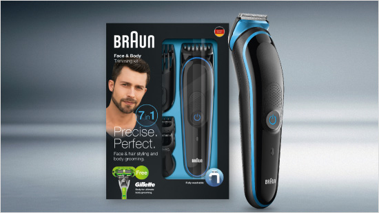 Das Multi-Grooming-Kit MGK 3040, mit dem Kopf- und Gesichtsbehaarung geschnitten, getrimmt und gestylt werden kann. 