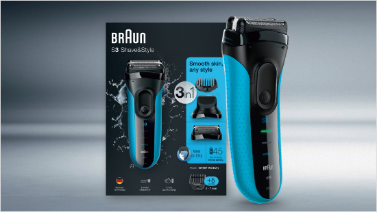 Und den Braun Series 3 Shave&Style 3010, mit dem sich Bärte verschiedenster Art schneiden, trimmen und stylen lassen.