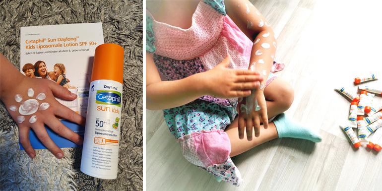 Wir probieren die liposomale Lotion Cetaphil® Sun Daylong™ Kids SPF 50+ selbst aus ...