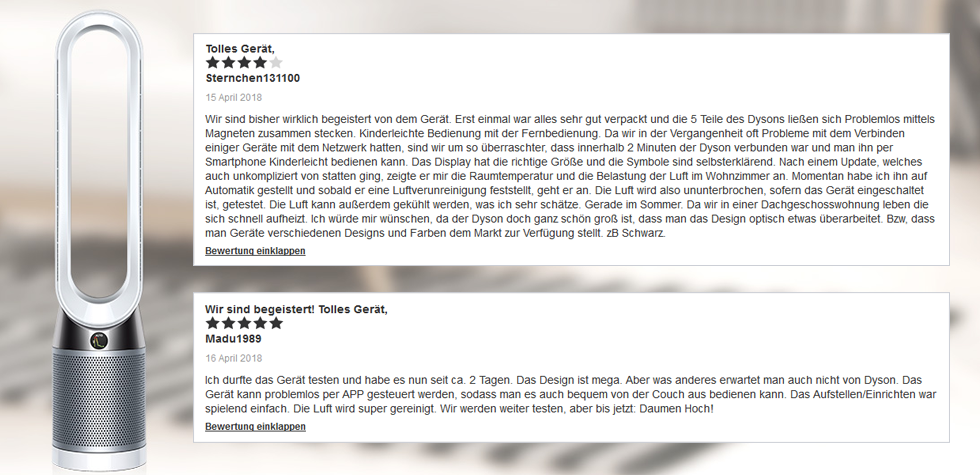 ... sowie im Online-Shop auf der deutschen Dyson Website.