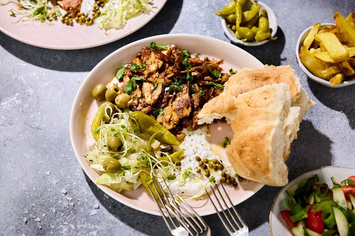 Dönerteller mit veganem Chicken Kebab