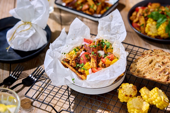 Ofenpäckchen mit veganem Chicken BBQ