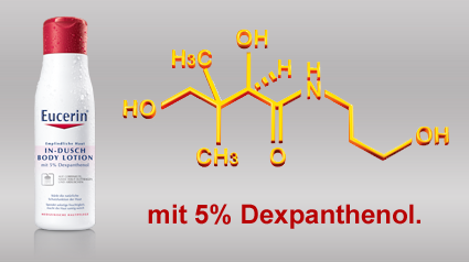 Die Eucerin In-Dusch Body Lotion enthält 5% Dexpanthenol.