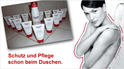 Eucerin In-Dusch Body Lotion schützt und pflegt schon beim Duschen.
