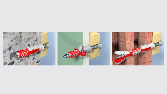 Je nach Baustoff aktiviert der fischer DUOPOWER automatisch das optimal Funktionsprinzip (Spreizen, Klappen) für besten Halt. 