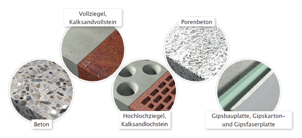 Der fischer DUOPOWER ist für diverse Baustoffe geeignet.