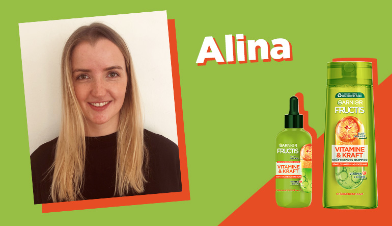 Alina begrüßt uns im neuen, starken Projekt mit Garnier Fructis Vitamine & Kraft