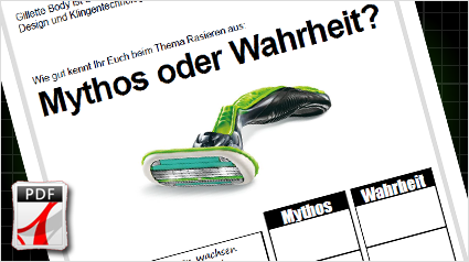 Lade das PDF herunter und finde heraus, ob Deine Freunde die Rasur-Mythen richtig einschätzen.