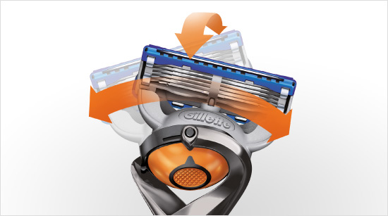 Dank der Flexball Technologie ist das Klingenelement des neuen Gillette ProGlide Power in drei Dimensionen beweglich.