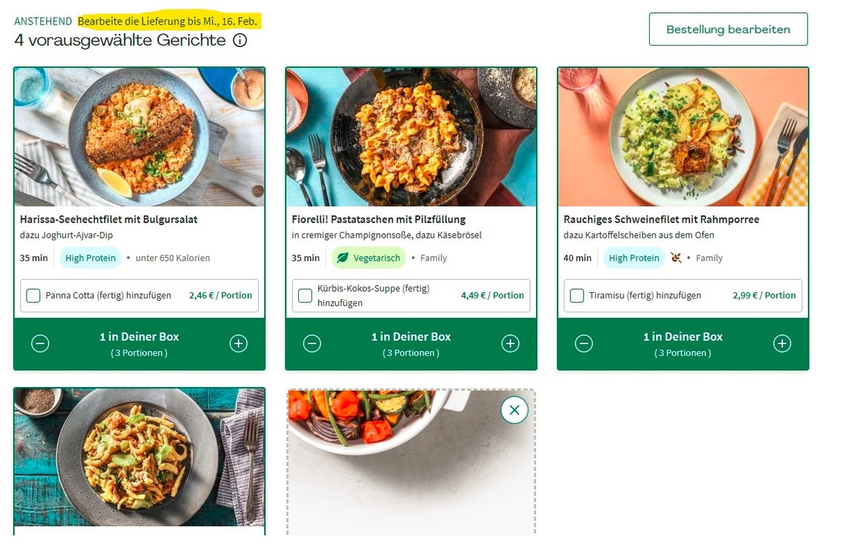 Lieferung bearbeiten bis